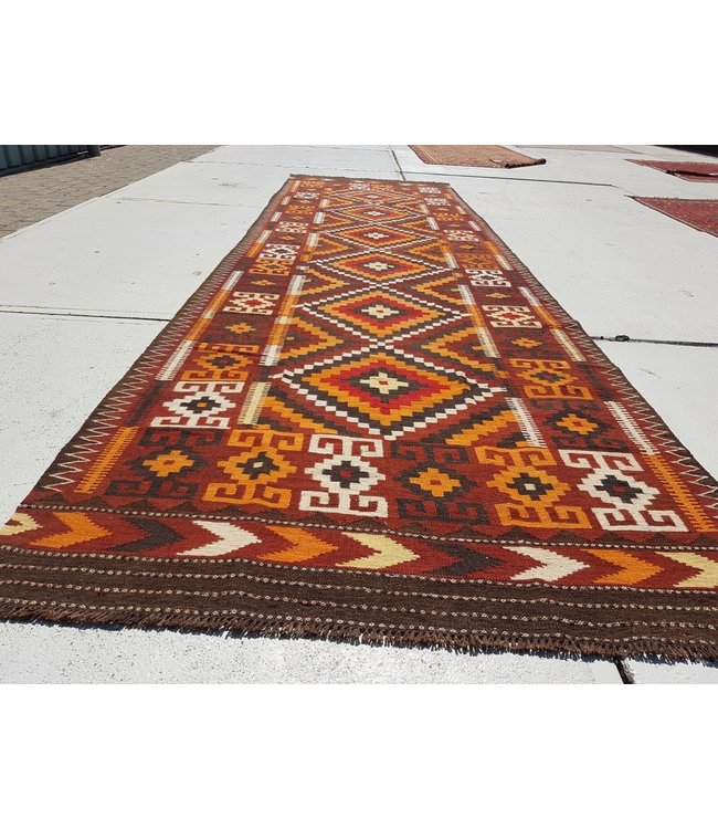 Handgewebte Orientalisch Wolle Kelim Teppich 458 x 133 cm