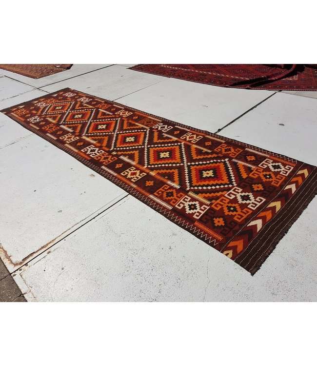 Handgewebte Orientalisch Wolle Kelim Teppich 458 x 133 cm