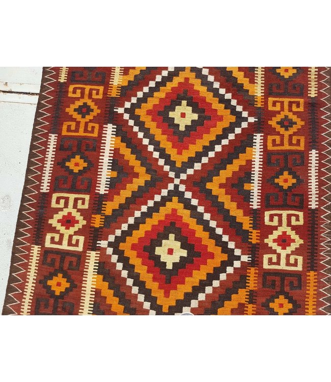Hand Woven Afghan Wool Kilim Area Rug 458 x 133 cm