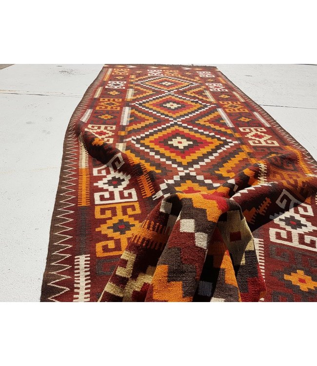 Hand Woven Afghan Wool Kilim Area Rug 458 x 133 cm