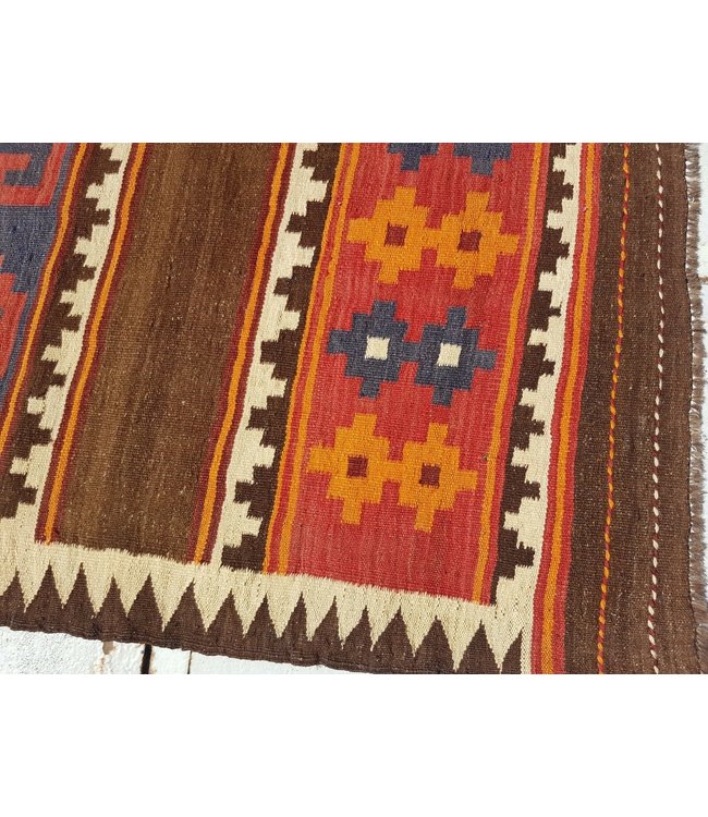 Handgewebte Orientalisch Wolle Kelim Teppich  328 x 131 cm