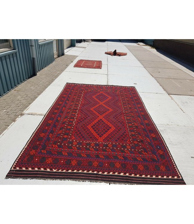 Handgemaakt Oosters Kelim Wol Vloerkleed 414 x 245 cm