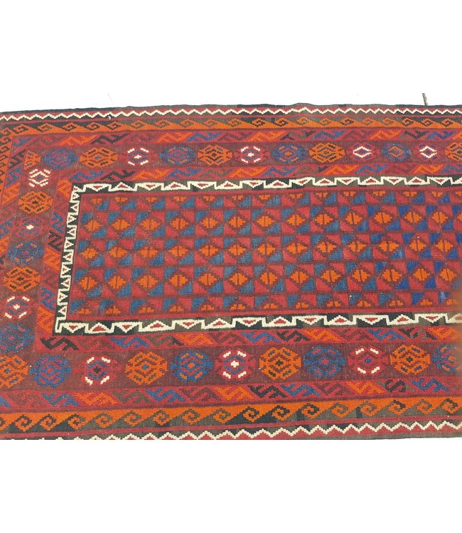 Hand Woven Afghan Wool Kilim Area Rug 238 x 119 cm
