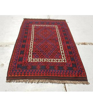 Hand Woven Afghan Wool Kilim Area Rug 203 x 130 cm