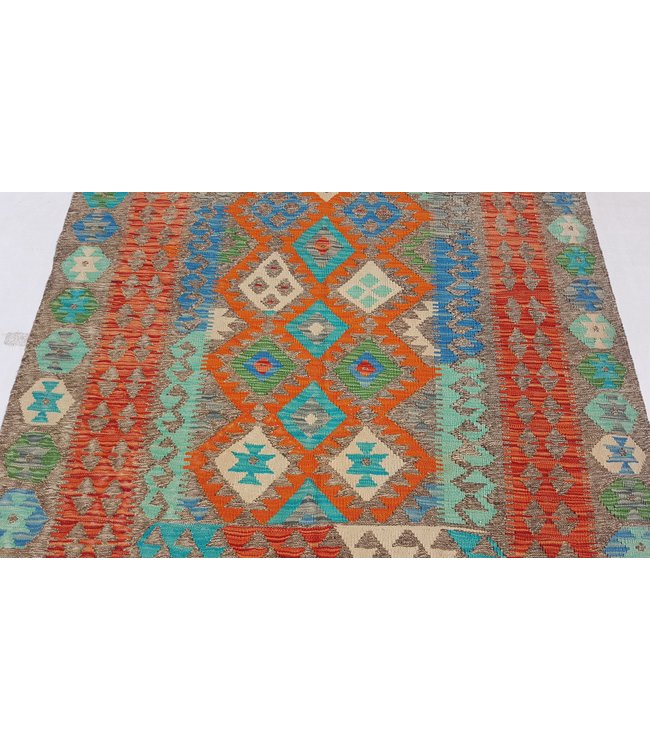 Hand Woven Afghan Wool Kilim Area Rug 200x156cm