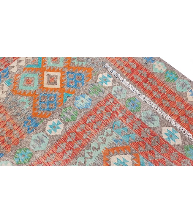 Hand Woven Afghan Wool Kilim Area Rug 200x156cm