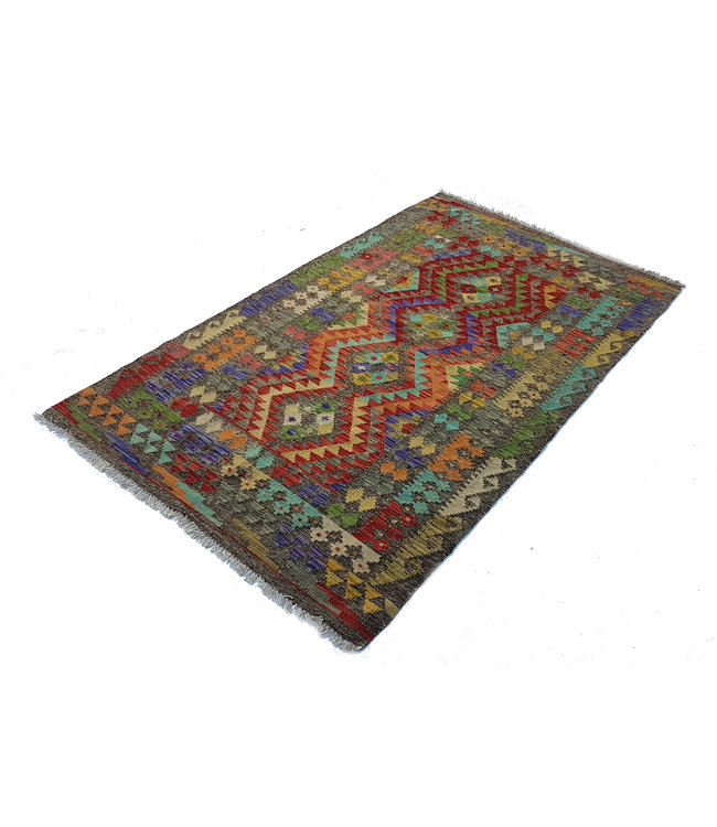 Handgemaakt Oosters Kelim Wol Vloerkleed 184x111 cm