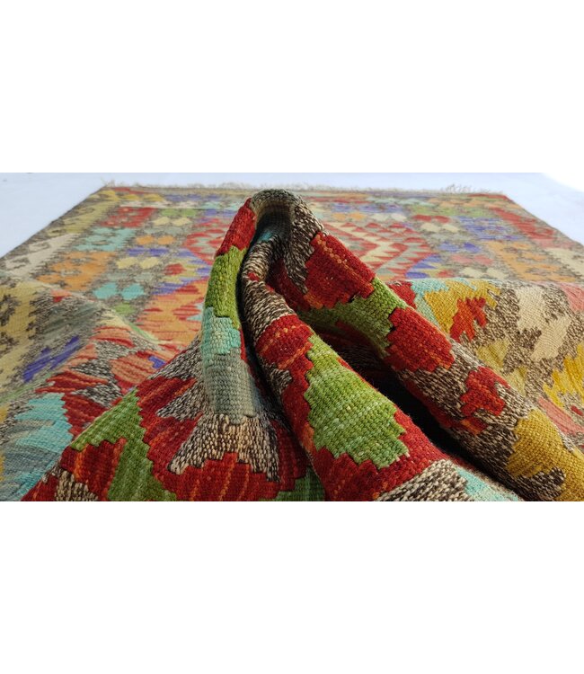 Hand Woven Afghan Wool Kilim Area Rug 184x111cm