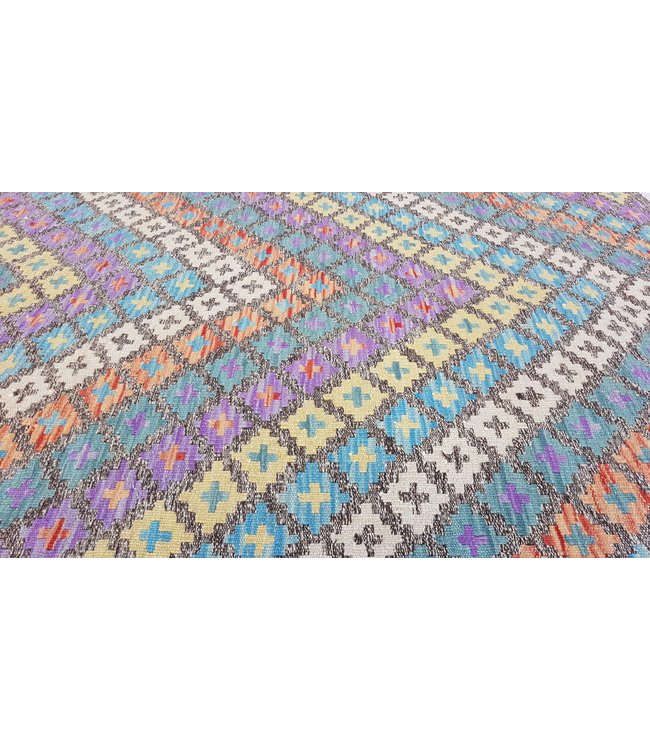Hand Woven Afghan Wool Kilim Area Rug 193x136 cm