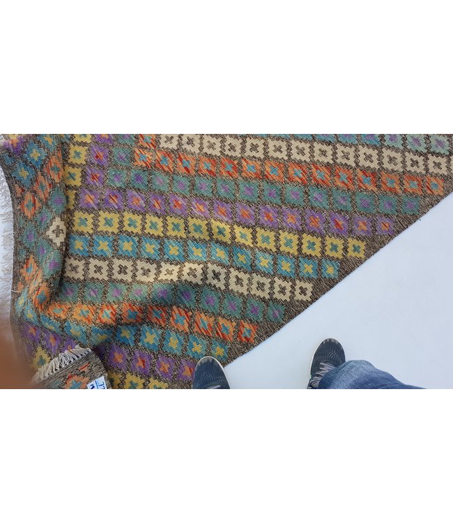 Hand Woven Afghan Wool Kilim Area Rug 193x136 cm