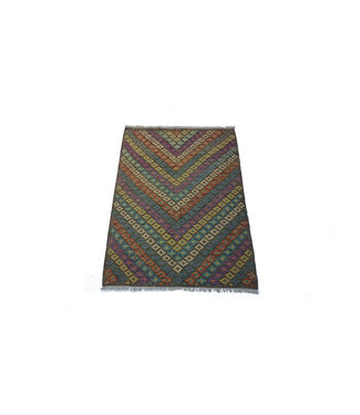 Hand Woven Afghan Wool Kilim Area Rug 193x136 cm