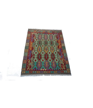 Hand Woven Afghan Wool Kilim Area Rug 201x156 cm