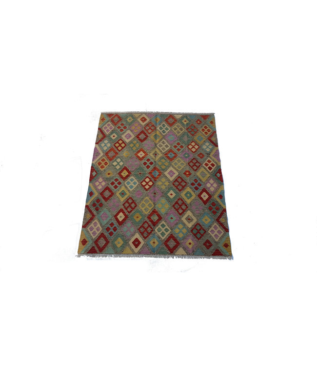 Hand Woven Afghan Wool Kilim Area Rug 194x154 cm
