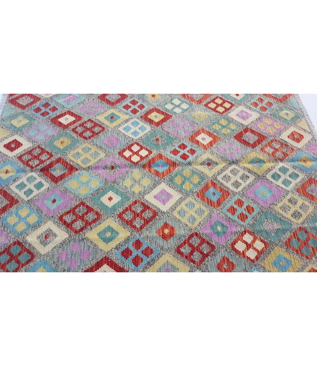 Hand Woven Afghan Wool Kilim Area Rug 194x154 cm