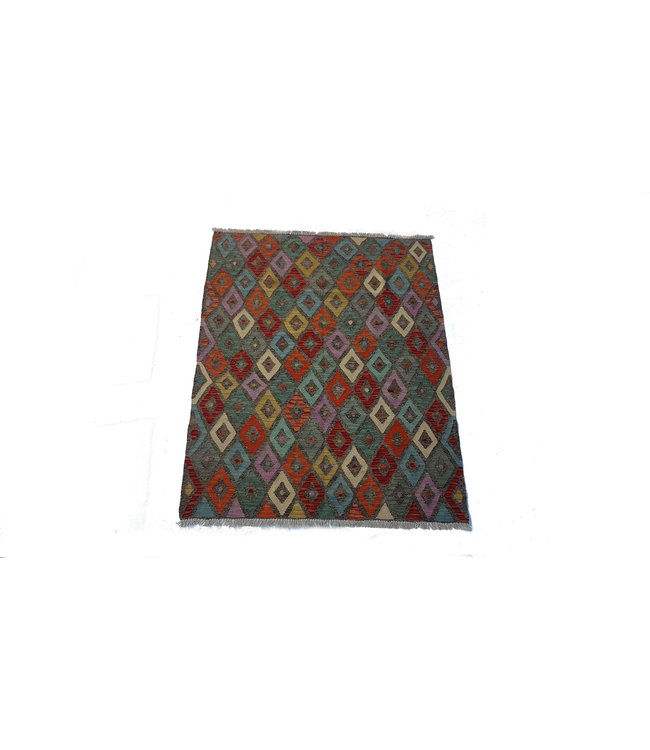 Hand Woven Afghan Wool Kilim Area Rug 196x149 cm