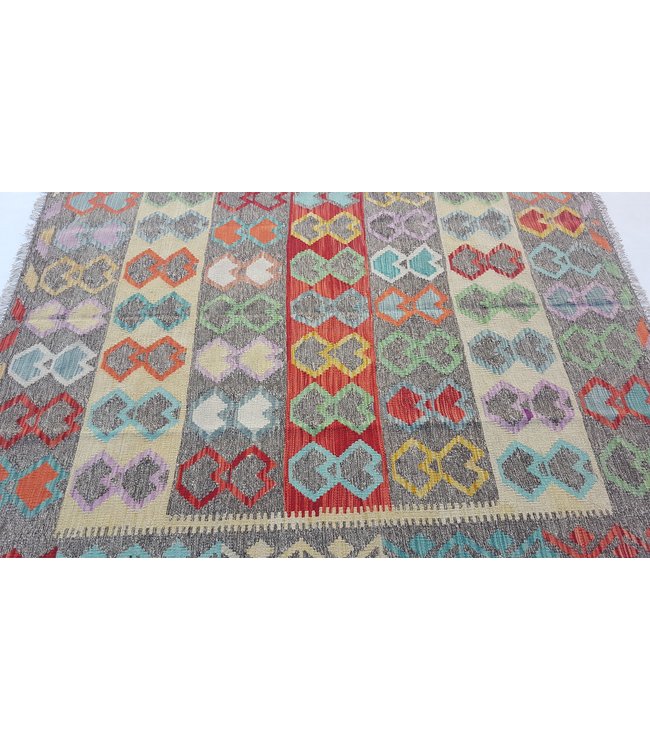 Hand Woven Afghan Wool Kilim Area Rug 197x157 cm
