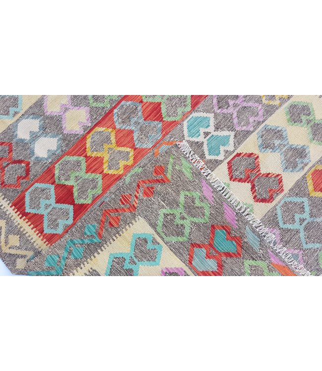 Hand Woven Afghan Wool Kilim Area Rug 197x157 cm