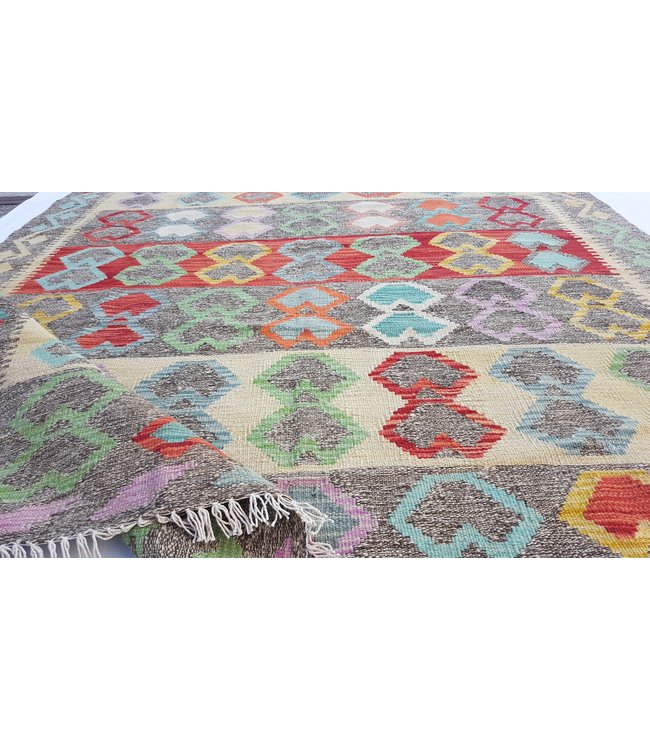 Handgewebte Orientalisch Wolle Kelim Teppich 197x157 cm