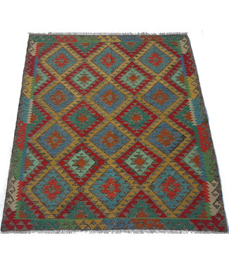 Hand Woven Afghan Wool Kilim Area Rug 193x153 cm