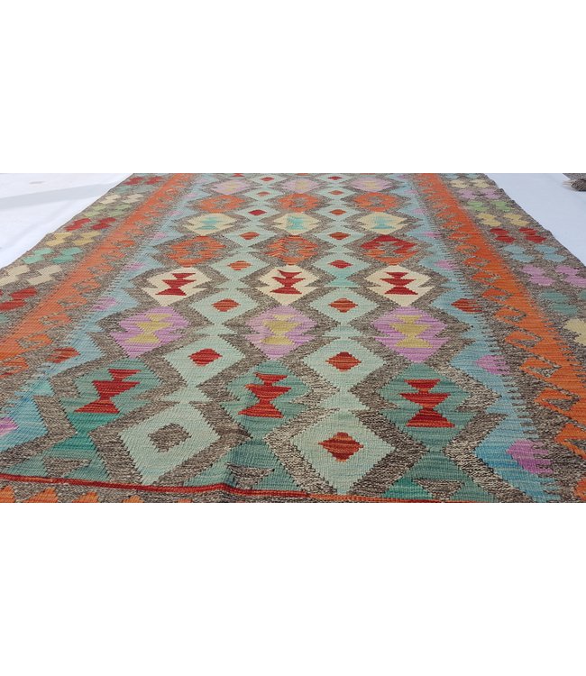 Hand Woven Afghan Wool Kilim Area Rug 239x169 cm