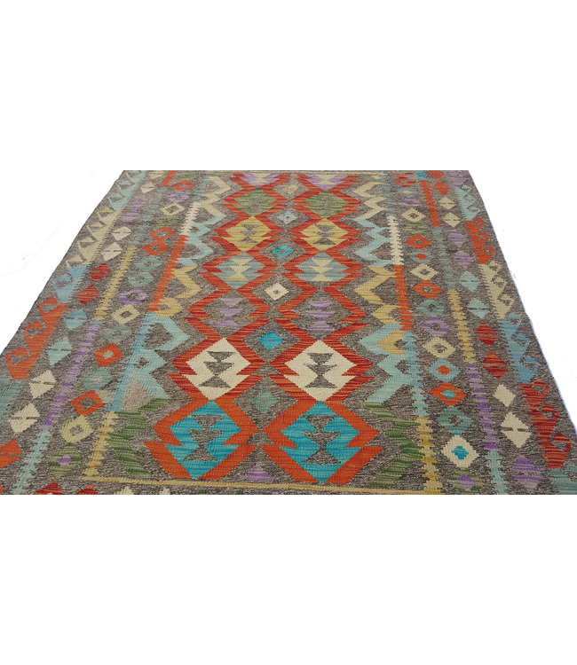 Hand Woven Afghan Wool Kilim Area Rug 205x152 cm