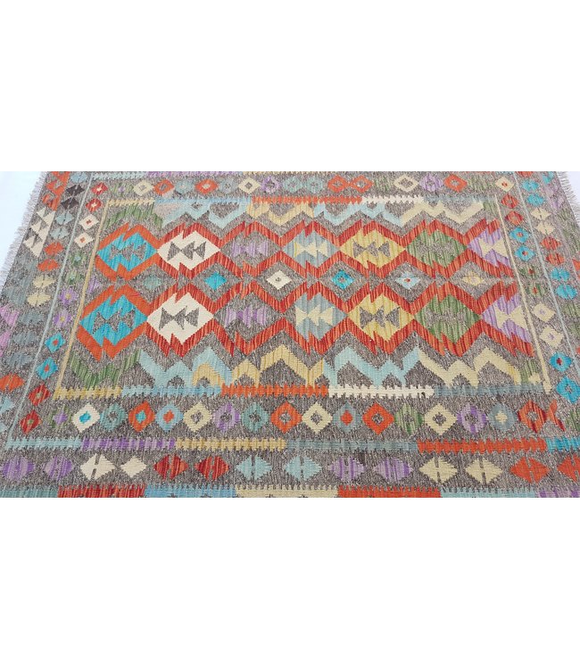 Hand Woven Afghan Wool Kilim Area Rug 205x152 cm