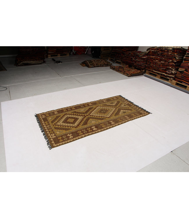 Hand Woven Afghan Wool Kilim Area Rug 209x107 cm