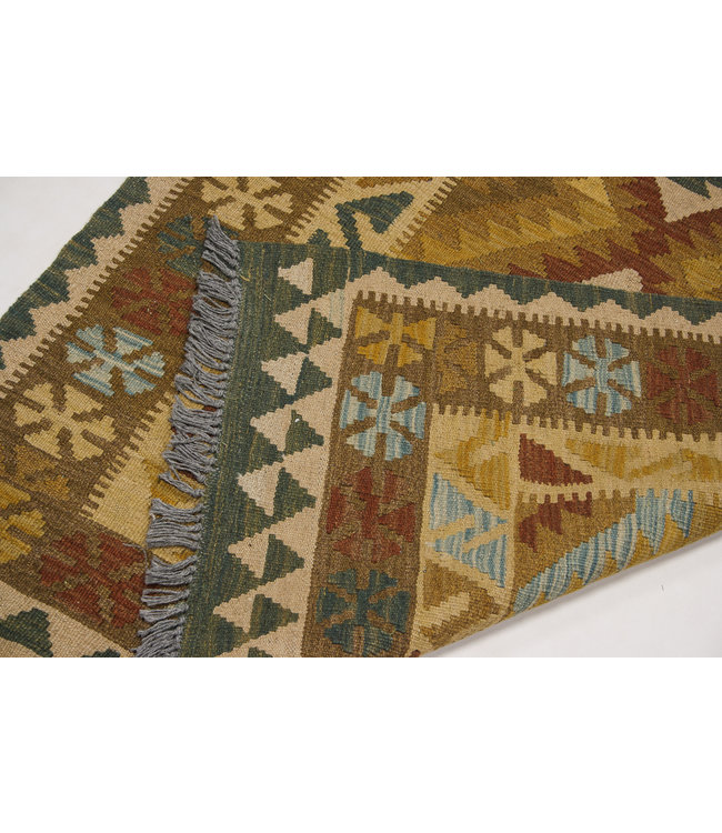 Handgewebte Orientalisch Wolle Kelim Teppich 206x101 cm