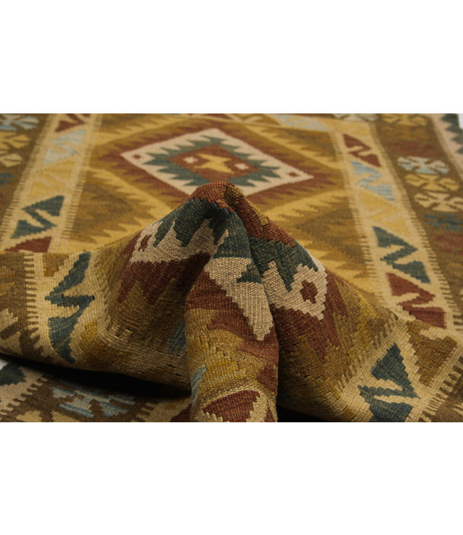 Hand Woven Afghan Wool Kilim Area Rug 206x101 cm
