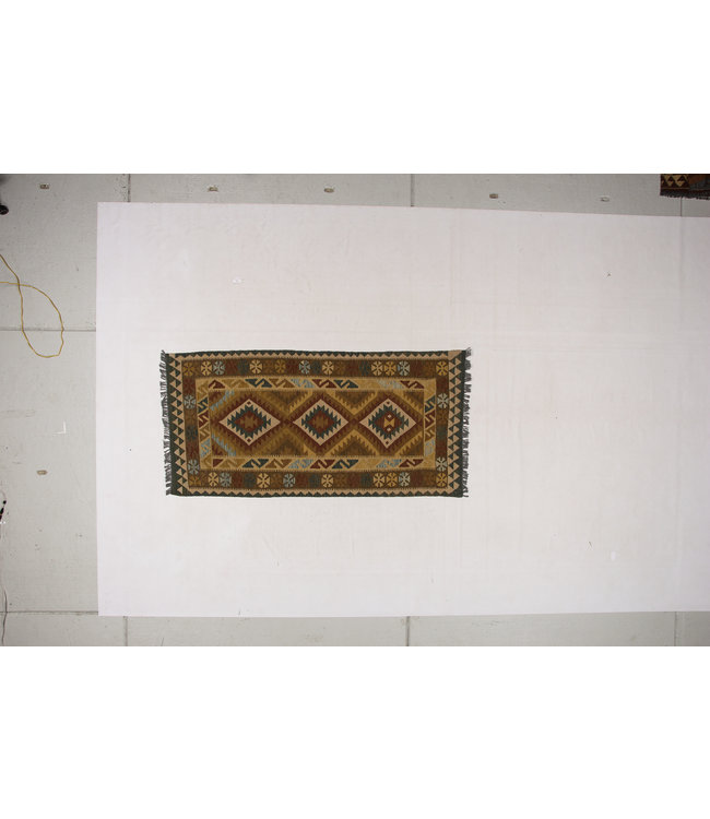 Hand Woven Afghan Wool Kilim Area Rug 206x101 cm