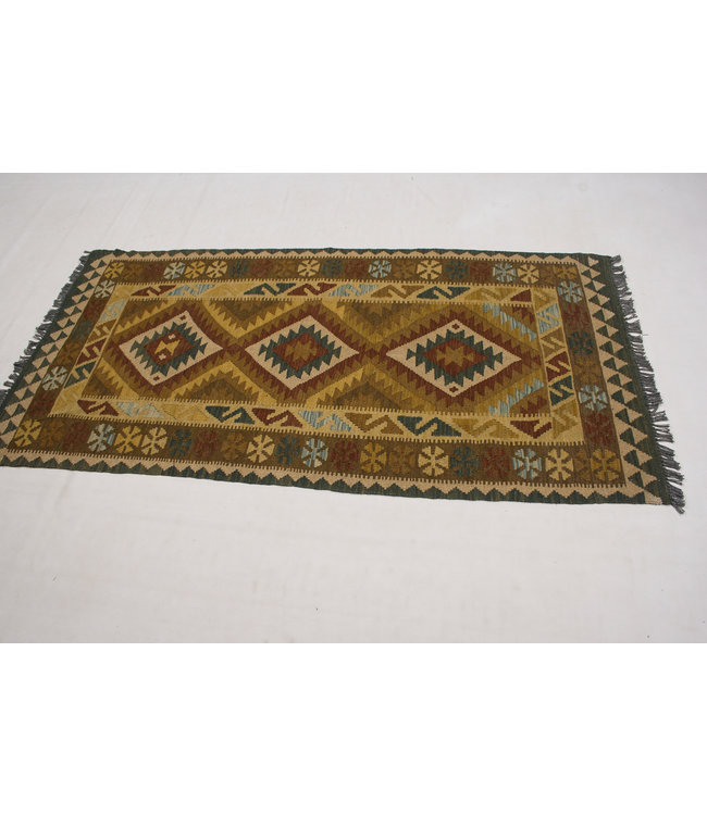 Handgewebte Orientalisch Wolle Kelim Teppich 206x101 cm