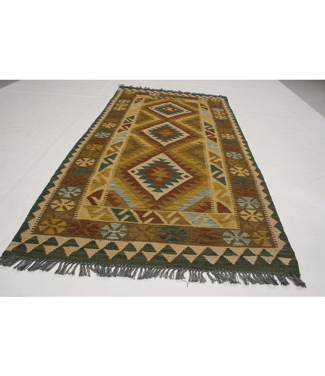 Handgewebte Orientalisch Wolle Kelim Teppich 206x101 cm