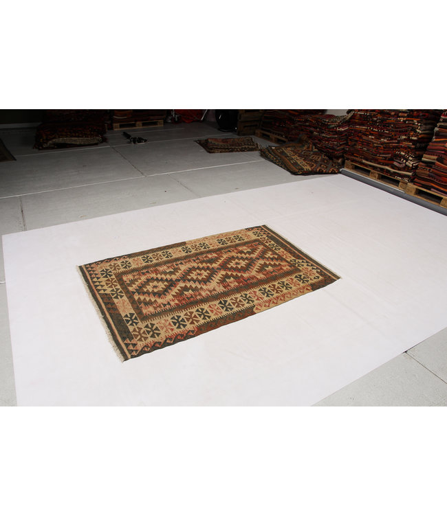 Handgewebte Orientalisch Wolle Kelim Teppich 188x113 cm