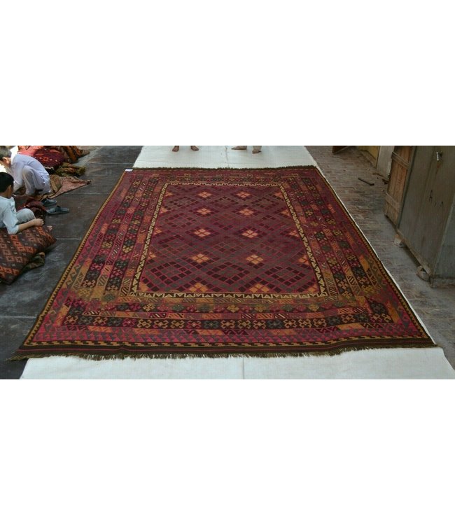 Handgemaakt Oosters Kelim Wol Vloerkleed 408 X 278 cm