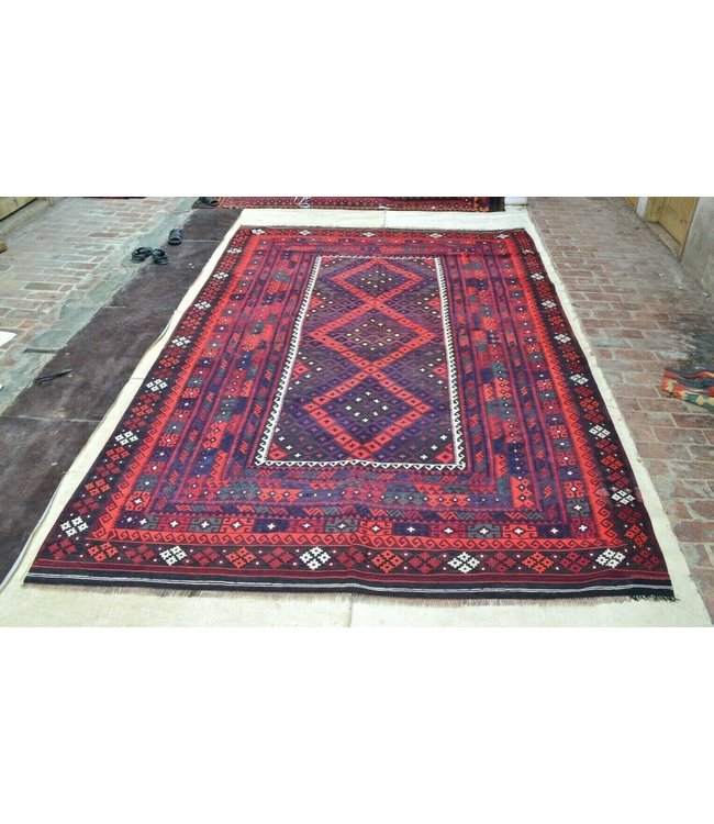 Handgemaakt Oosters Kelim Wol Vloerkleed 393 x 251 cm