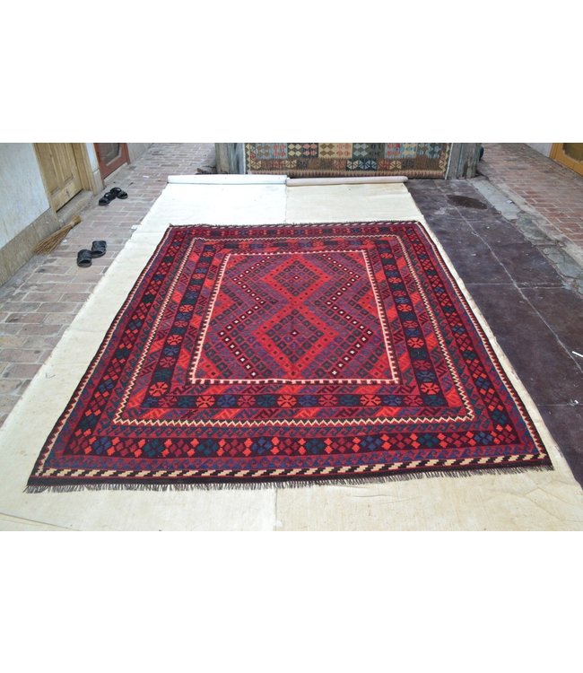 Hand Woven Afghan Wool Kilim Area Rug 286 x 236 cm