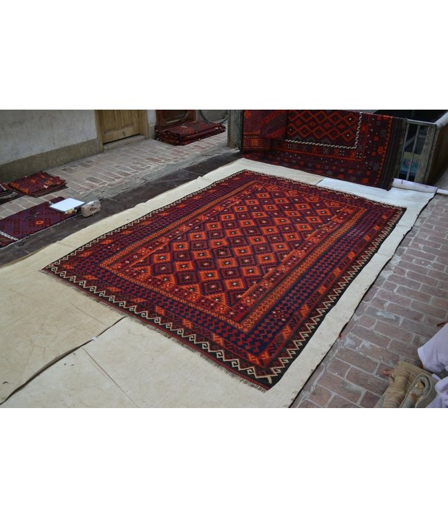 Handgemaakt Oosters Kelim Wol Vloerkleed 321 x 227 cm