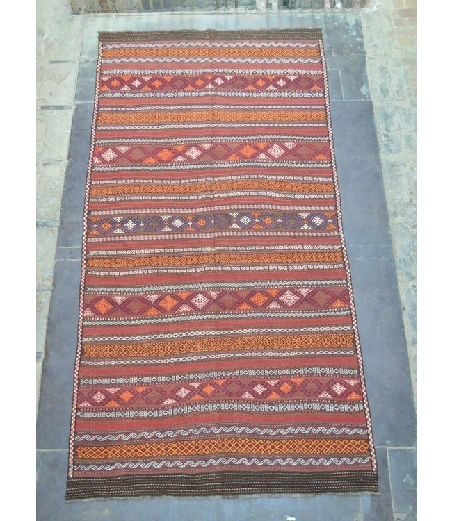 Hand Woven Afghan Wool Kilim Area Rug 442 x 222 cm