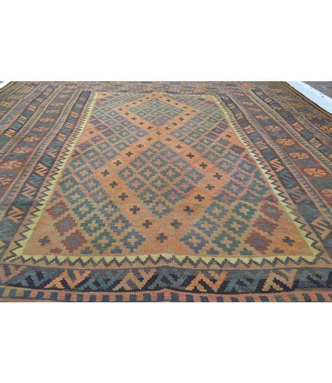 Handgemaakt Oosters Kelim Wol Vloerkleed 295 x 242 cm