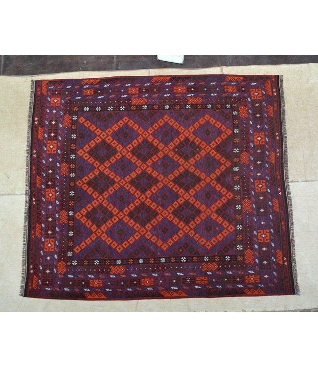 Hand Woven Afghan Wool Kilim Area Rug 282 x 239 cm