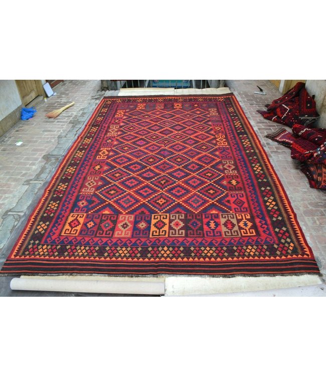 Handgemaakt Oosters Kelim Wol Vloerkleed 480 x 310 cm