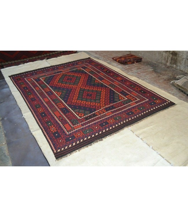 Handgemaakt Oosters Kelim Wol Vloerkleed 336x239 cm