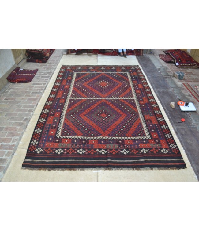 Handgemaakt Oosters Kelim Wol Vloerkleed 360x241 cm