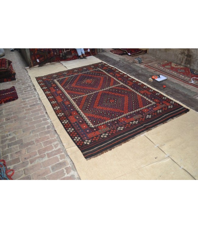 Handgemaakt Oosters Kelim Wol Vloerkleed 360x241 cm