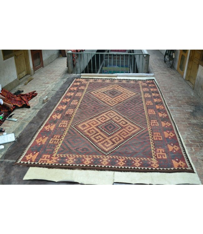 Hand Woven Afghan Wool Kilim Area Rug 462 x 290 cm