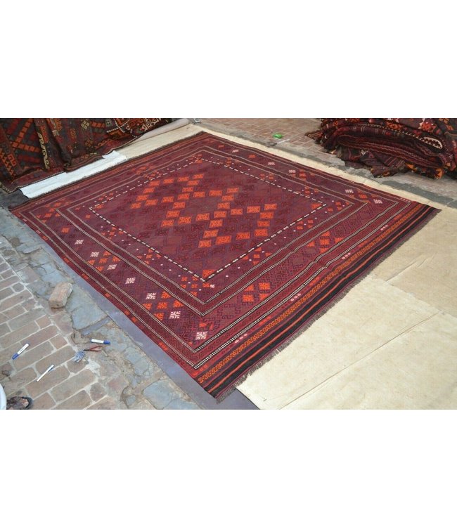 Hand Woven Afghan Wool Kilim Area Rug 354 x 284 cm