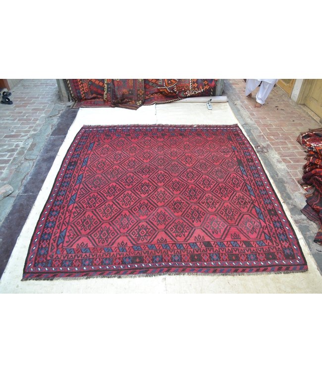 Handgemaakt Oosters Kelim Wol Vloerkleed 257 x 250 cm