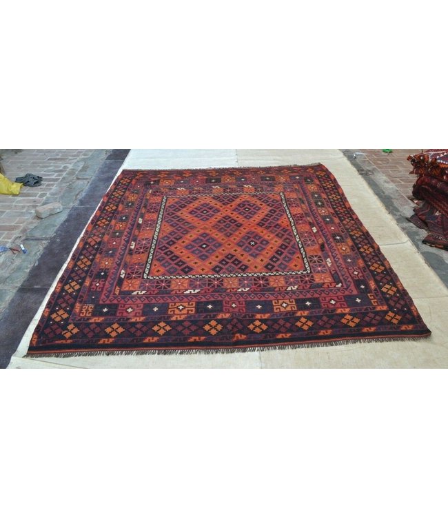 Handgemaakt Oosters Kelim Wol Vloerkleed 283 X 235 cm