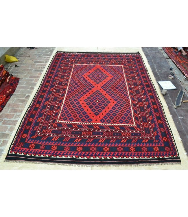 Handgemaakt Oosters Kelim Wol Vloerkleed 304 x 243 cm