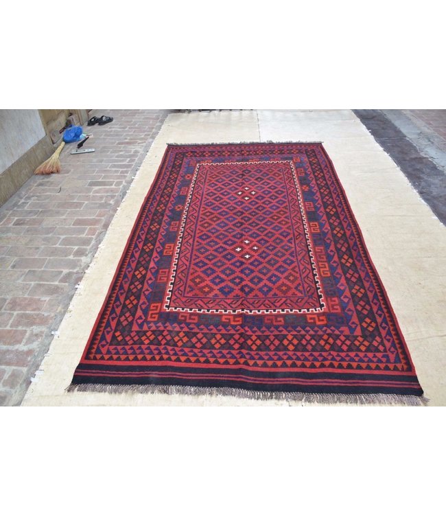 Handgemaakt Oosters Kelim Wol Vloerkleed 315 x 182 cm